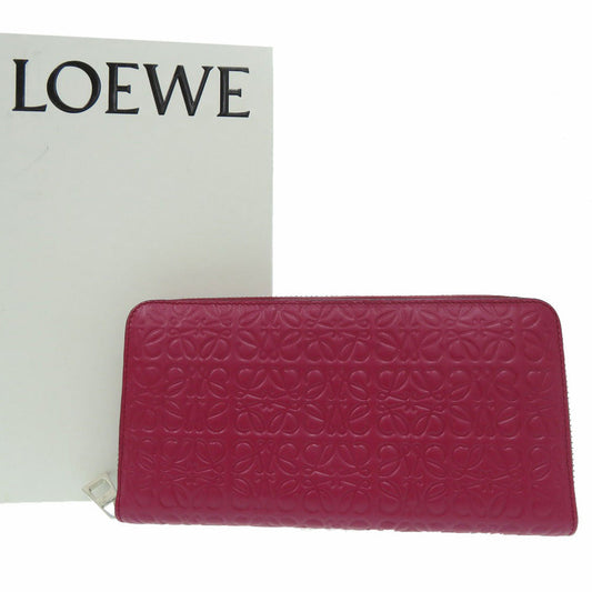 LOEWE Long Wallet Purse 261850 leather Magenta Repeat anagram