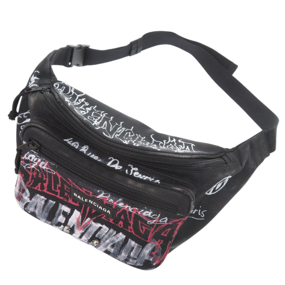 BALENCIAGA Waist bag 482389 polyester black Explorer Belt Pack DIY metal allover logo