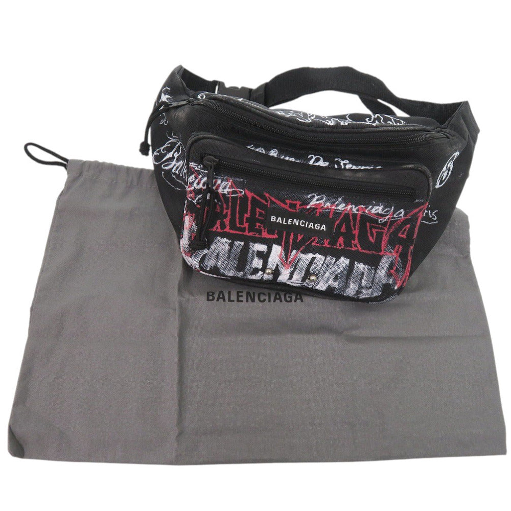 BALENCIAGA Waist bag 482389 polyester black Explorer Belt Pack DIY metal allover logo