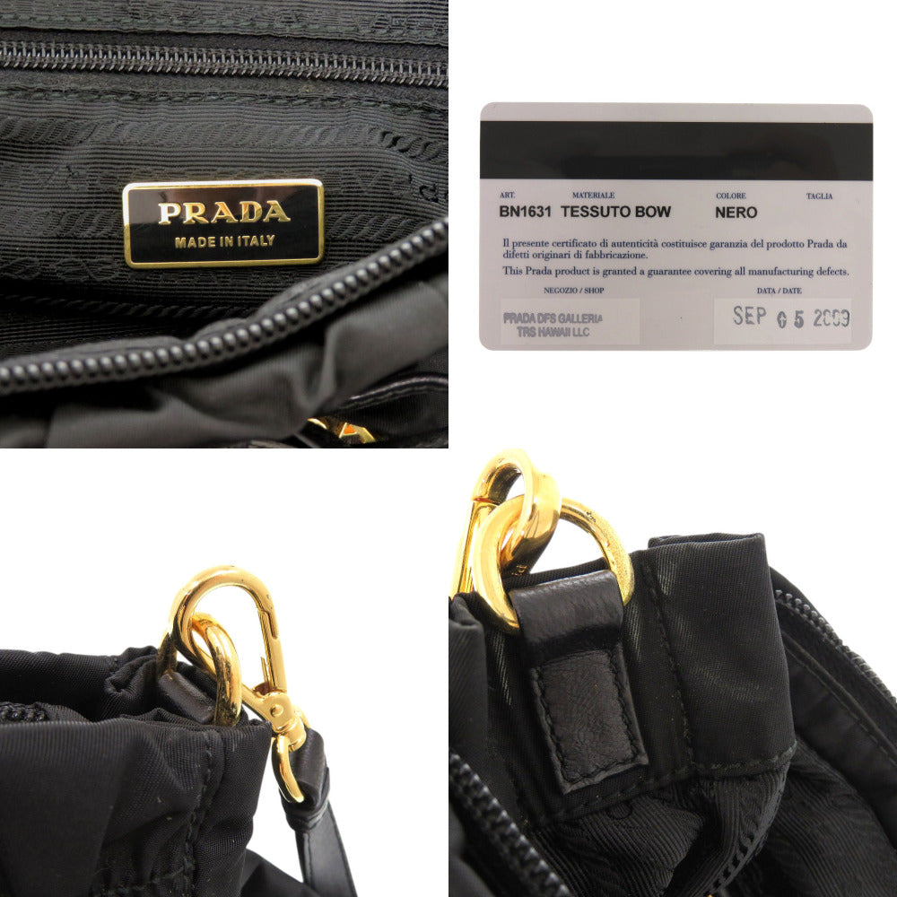 PRADA Handbag BN1631 Nylon, Leather NERO Black TRSSUTO BOW