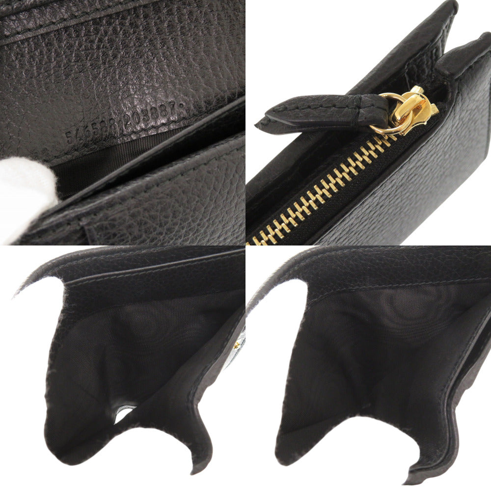 GUCCI Bifold Wallet 546588 leather black GG Marmont Double G