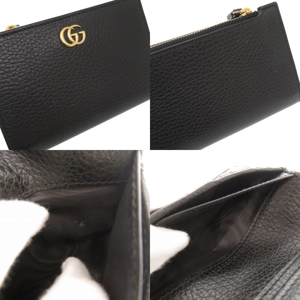 GUCCI Bifold Wallet 546588 leather black GG Marmont Double G