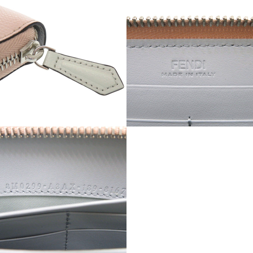 FENDI Long Wallet Purse 8M0299 leather Light pink Bugs monster