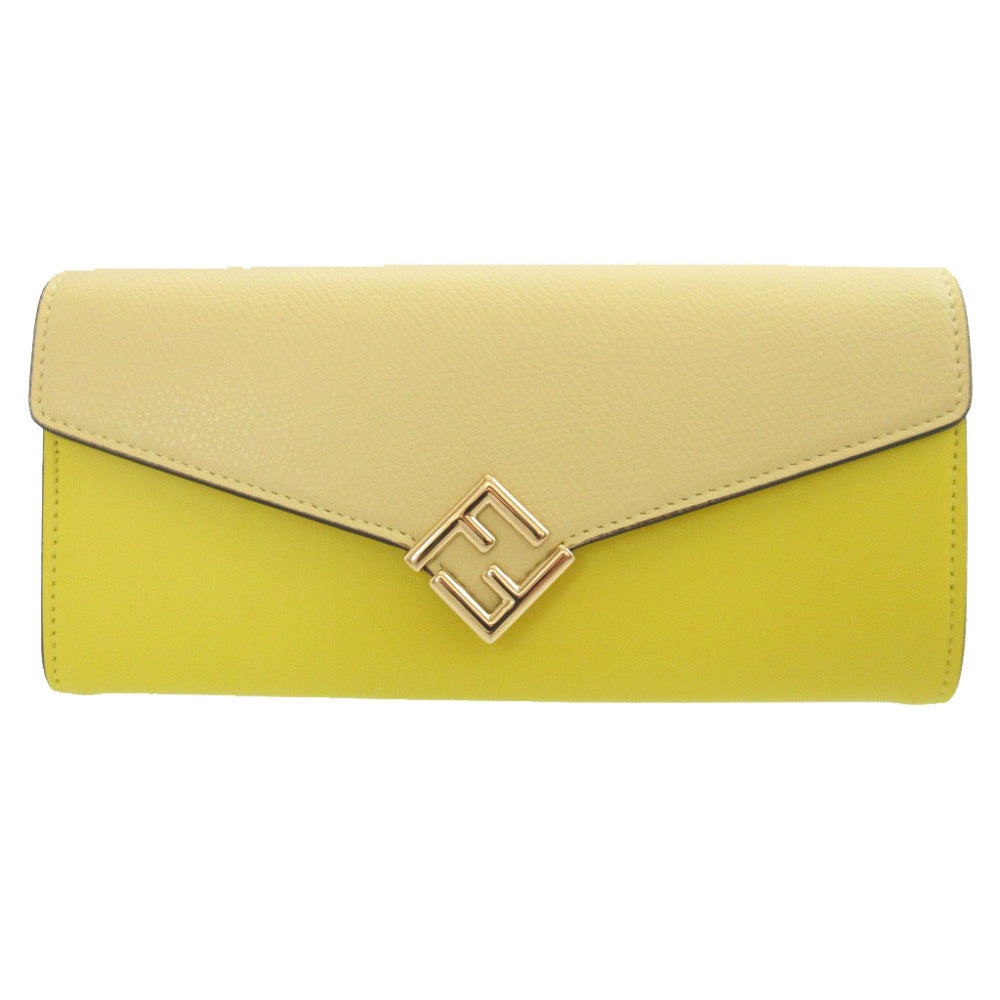 FENDI Long Wallet Purse 8M0251 leather yellow FF Diamond