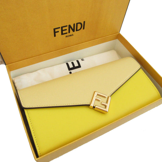 FENDI Long Wallet Purse 8M0251 leather yellow FF Diamond