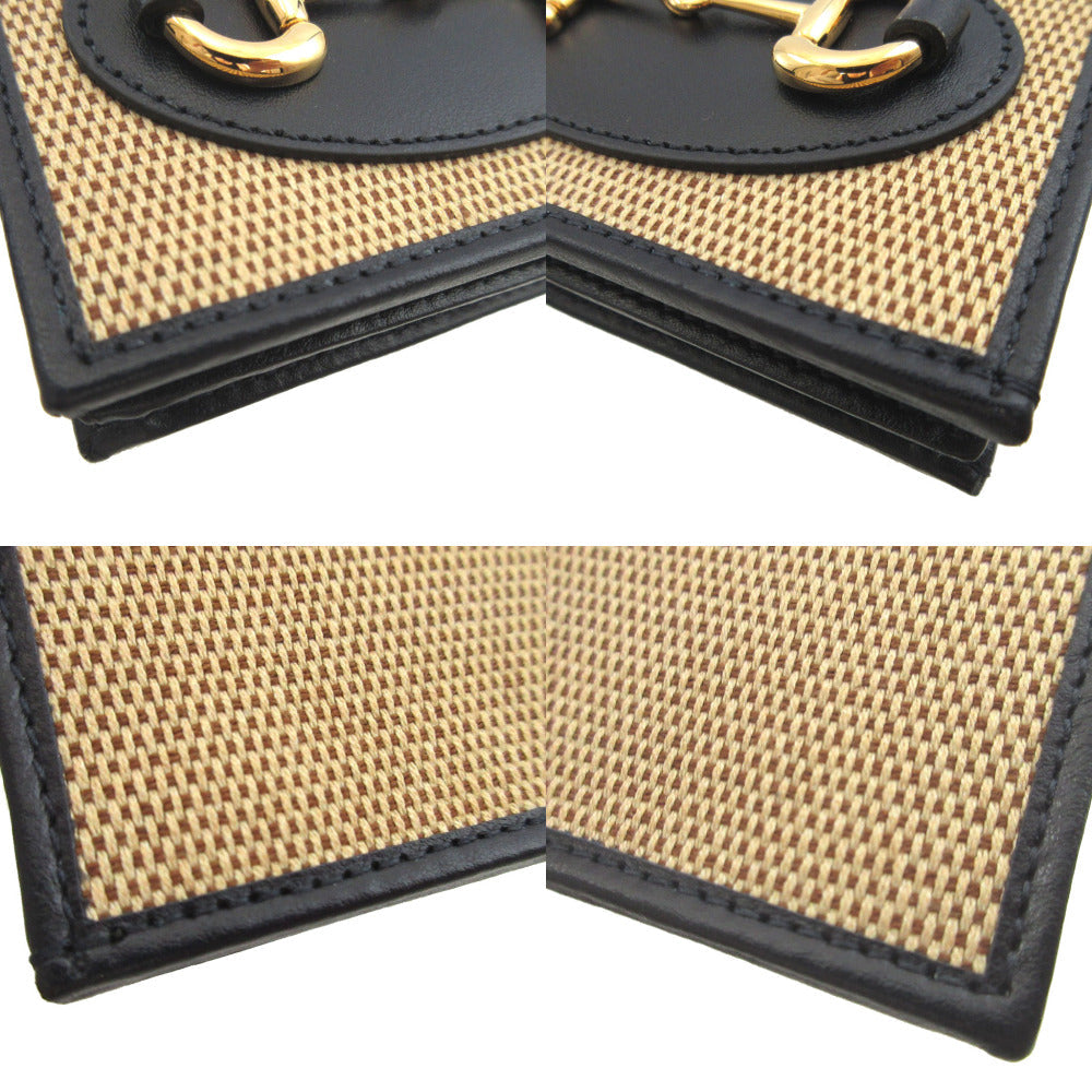 GUCCI Bifold Wallet 621887 Canvas, Leather beige Horsebit
