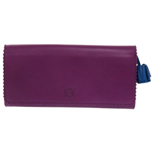 LOEWE Long Wallet Purse 101111 leather purple anagram
