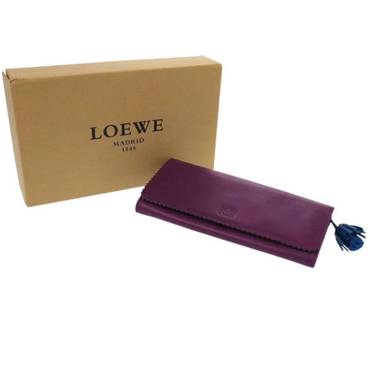 LOEWE Long Wallet Purse 101111 leather purple anagram