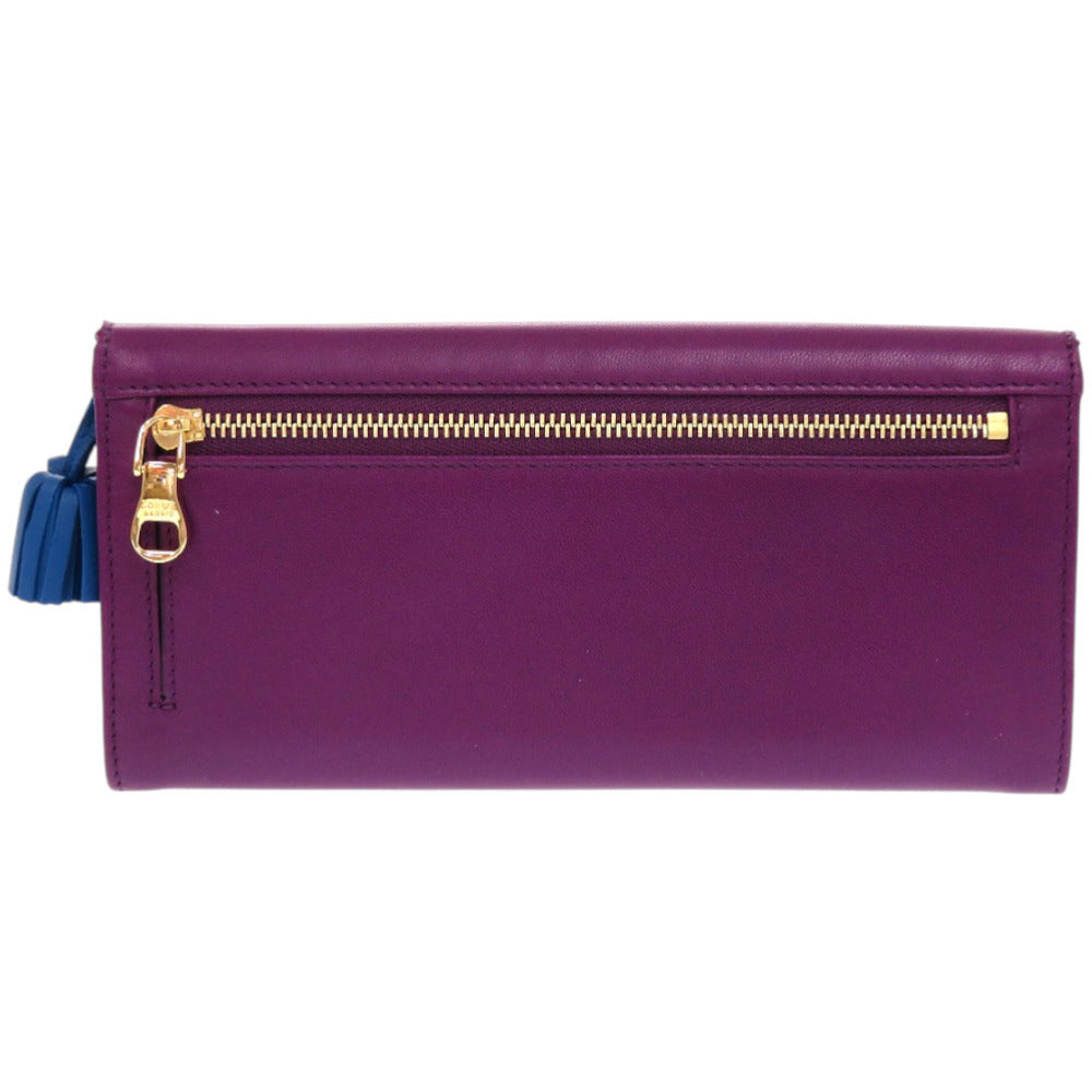 LOEWE Long Wallet Purse 101111 leather purple anagram