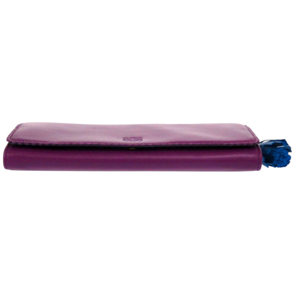 LOEWE Long Wallet Purse 101111 leather purple anagram
