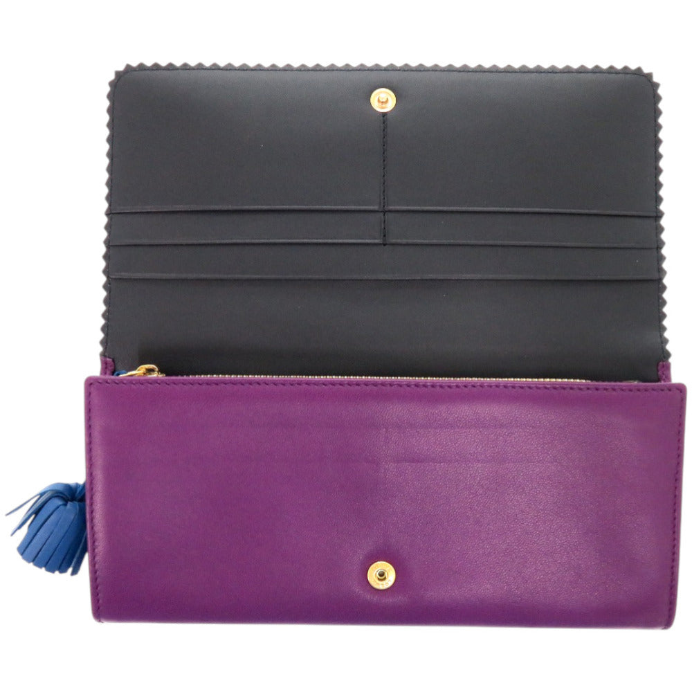 LOEWE Long Wallet Purse 101111 leather purple anagram