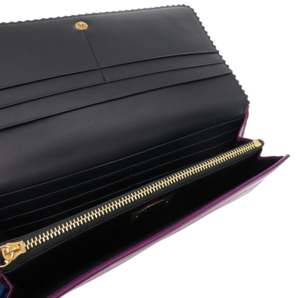 LOEWE Long Wallet Purse 101111 leather purple anagram
