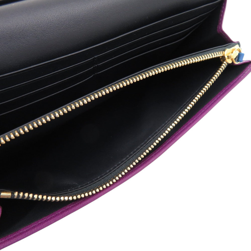 LOEWE Long Wallet Purse 101111 leather purple anagram