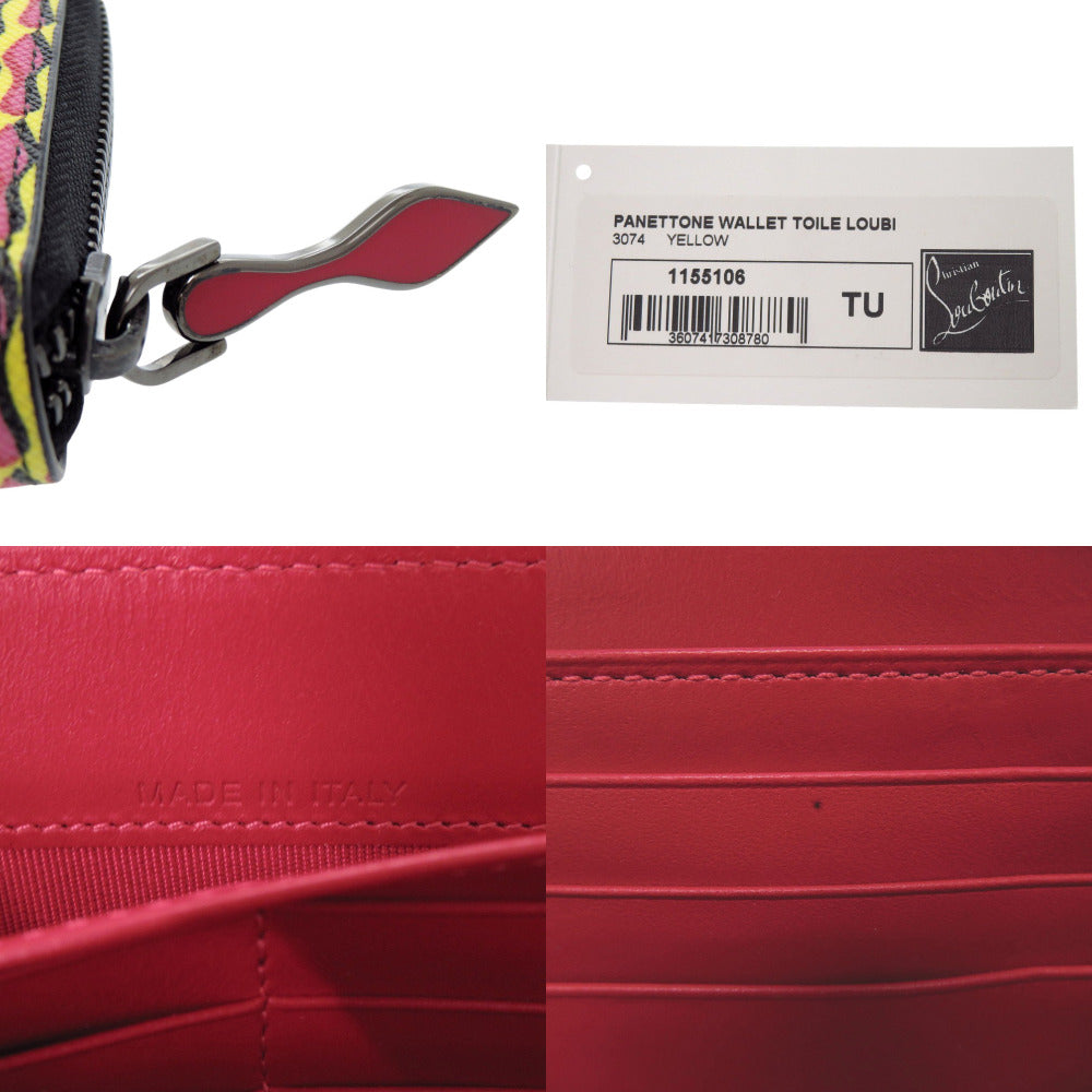 Christian Louboutin Long Wallet Purse PVC, Leather yellow Panettone