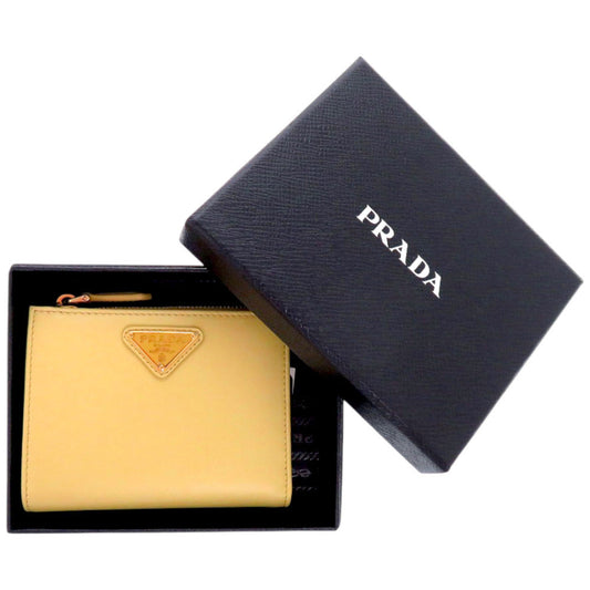 PRADA Bifold Wallet 1ML050_QHH_F0032 Cowhide yellow saffiano triangle