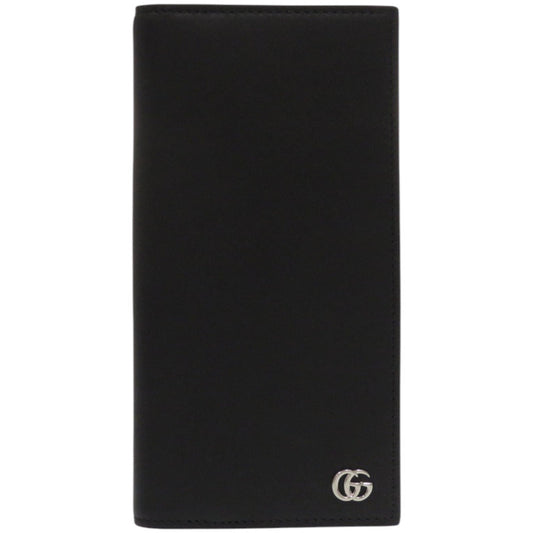 GUCCI Long Wallet Purse 835054 Grain leather black Double G Long Wallet