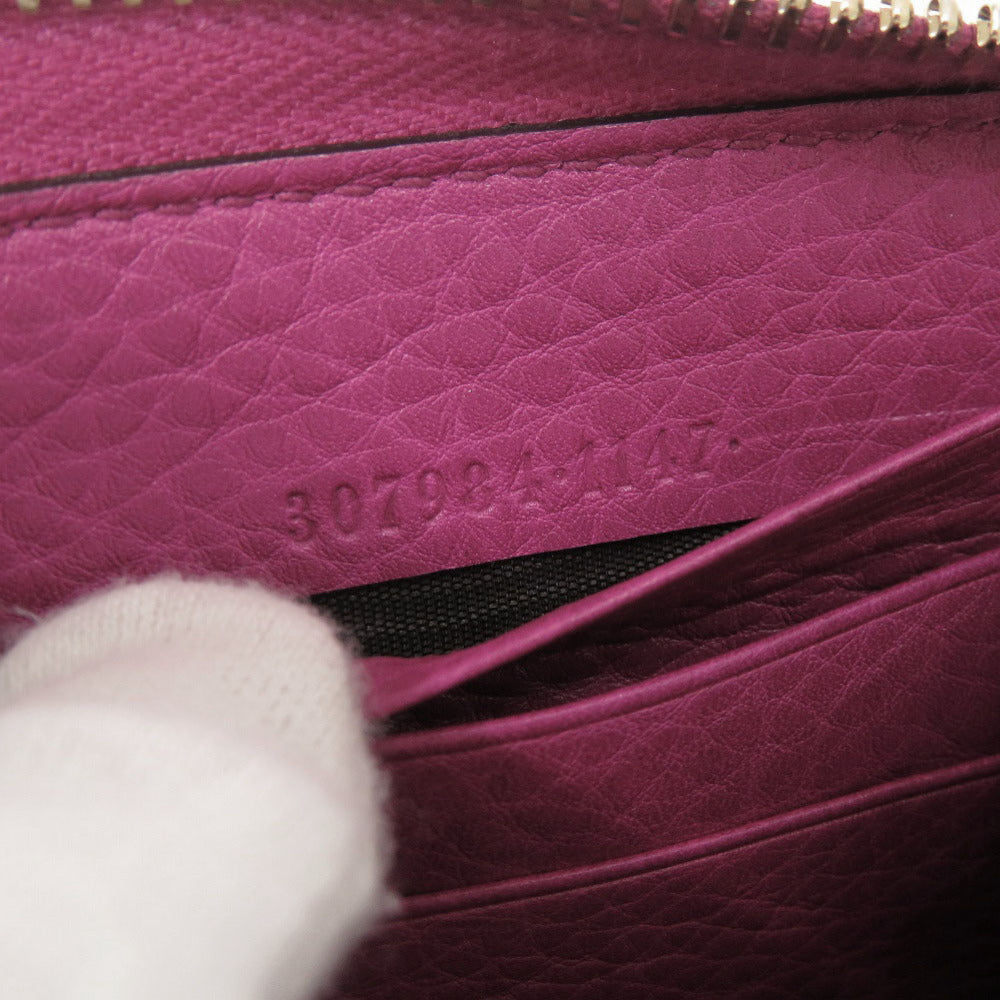 GUCCI Long Wallet Purse 307984 leather Magenta Bamboo