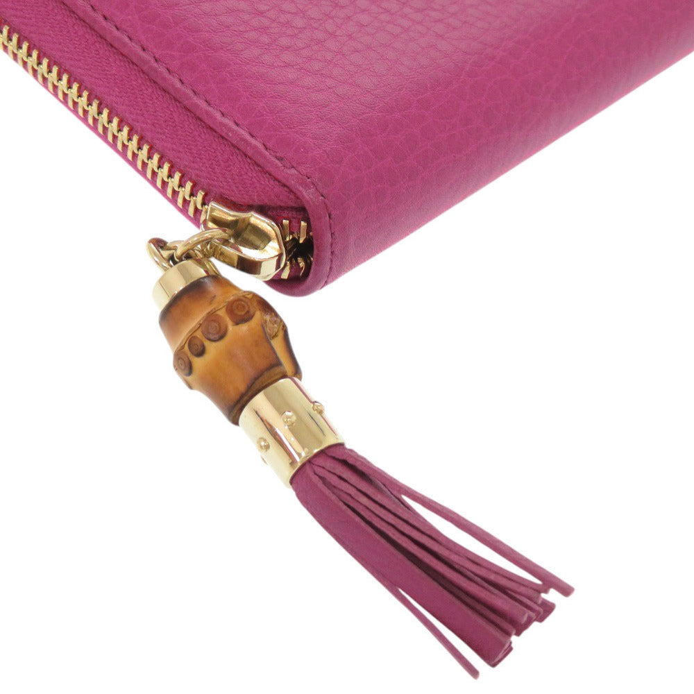 GUCCI Long Wallet Purse 307984 leather Magenta Bamboo