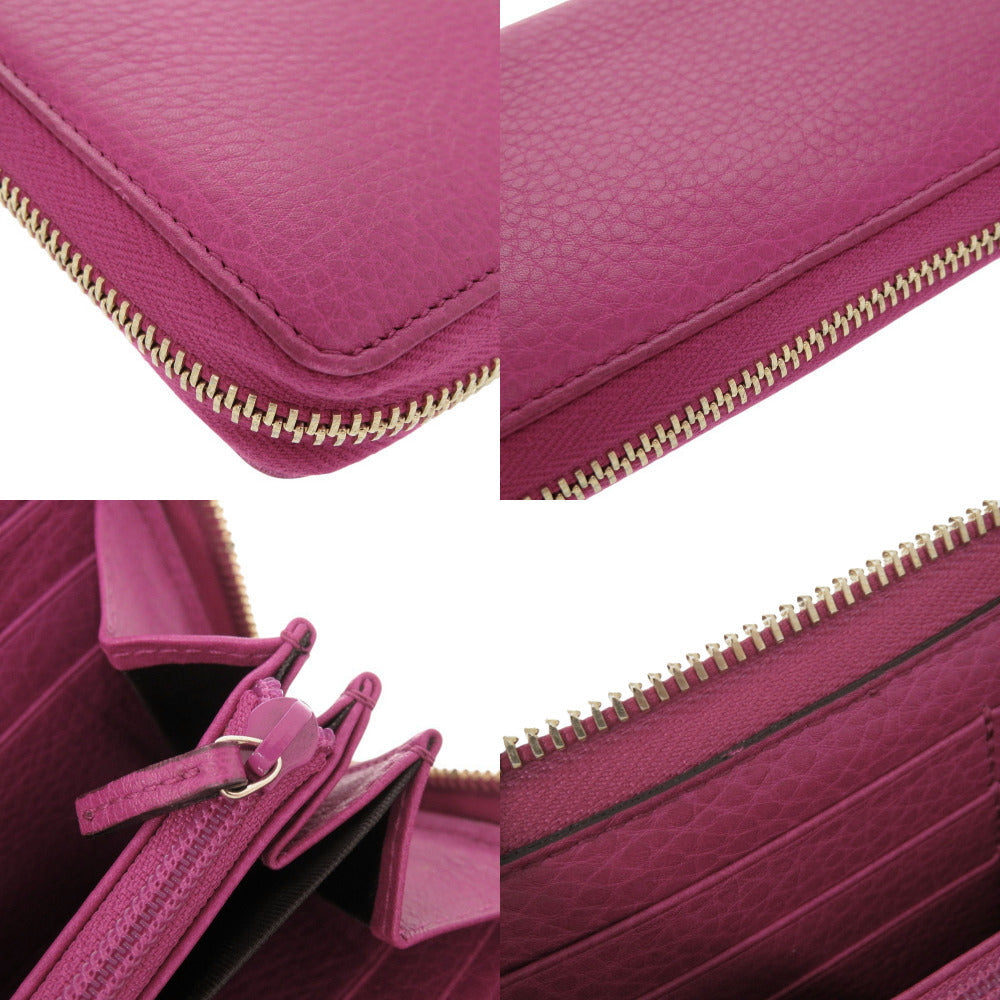 GUCCI Long Wallet Purse 307984 leather Magenta Bamboo