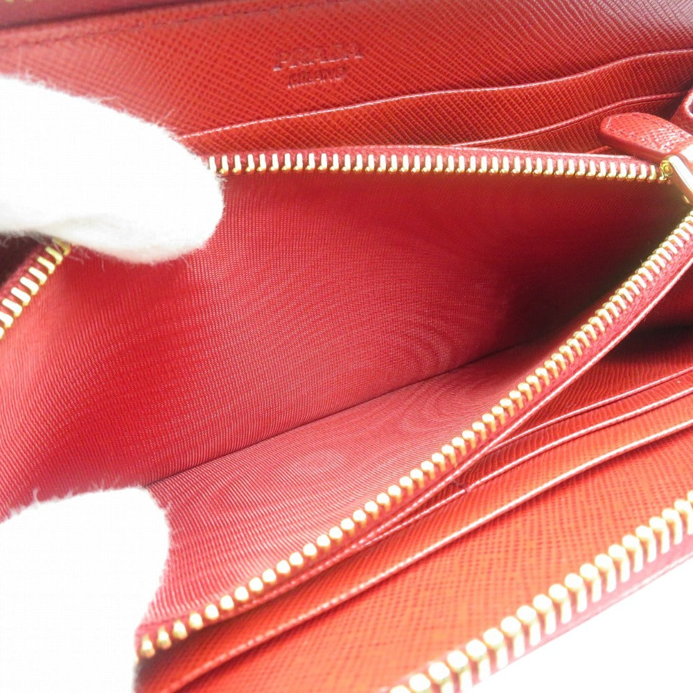 PRADA Long Wallet Purse 1M0506 leather Red ribbon