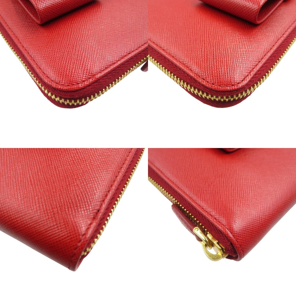 PRADA Long Wallet Purse 1M0506 leather Red ribbon