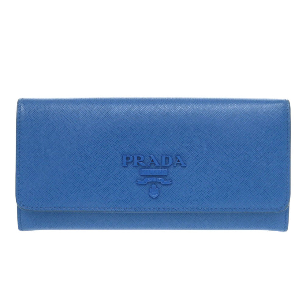 PRADA Long Wallet Purse 1MH132 leather blue