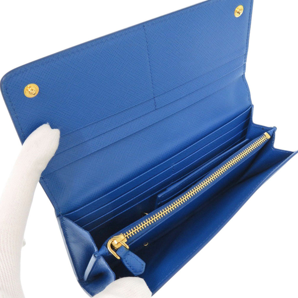 PRADA Long Wallet Purse 1MH132 leather blue