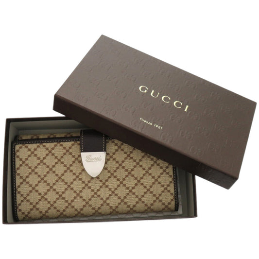 GUCCI Long Wallet Purse 231837 Canvas, Leather Brown Diamante