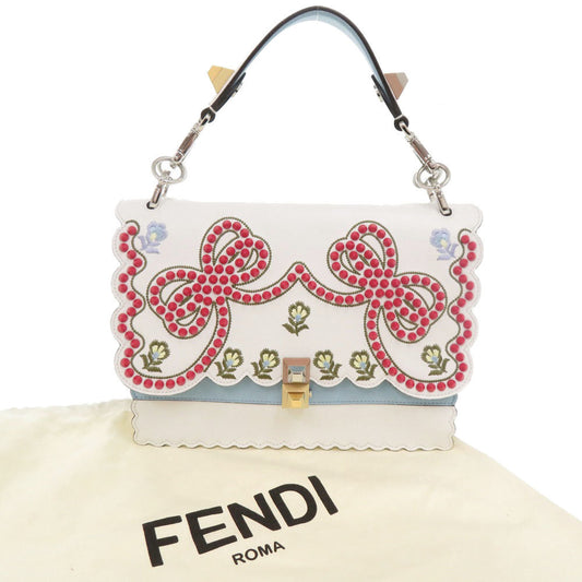 FENDI Handbag leather white Canai Studs