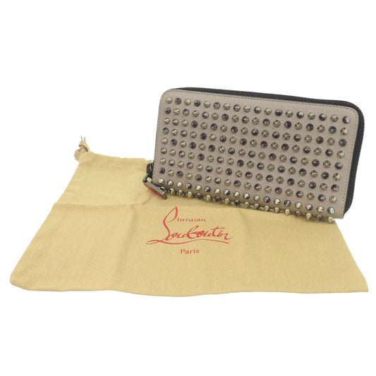 Christian Louboutin Long Wallet Purse leather gray Panettone