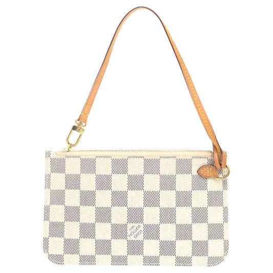 LOUIS VUITTON Pouch Damier Azur Canvas white Damier Azur Neverfull Pouch for PM