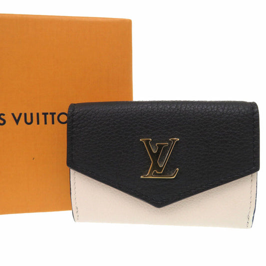 LOUIS VUITTON Tri-fold wallet M80984 leather black LV Logo Compact Wallet Mini Wallet Portefeuille Rock Mini Women Used Authentic