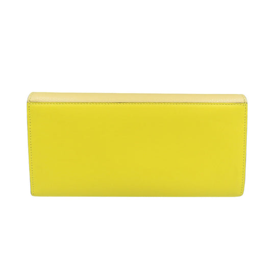 FENDI Long Wallet Purse 8M0251 leather yellow FF Diamond Women Used Authentic