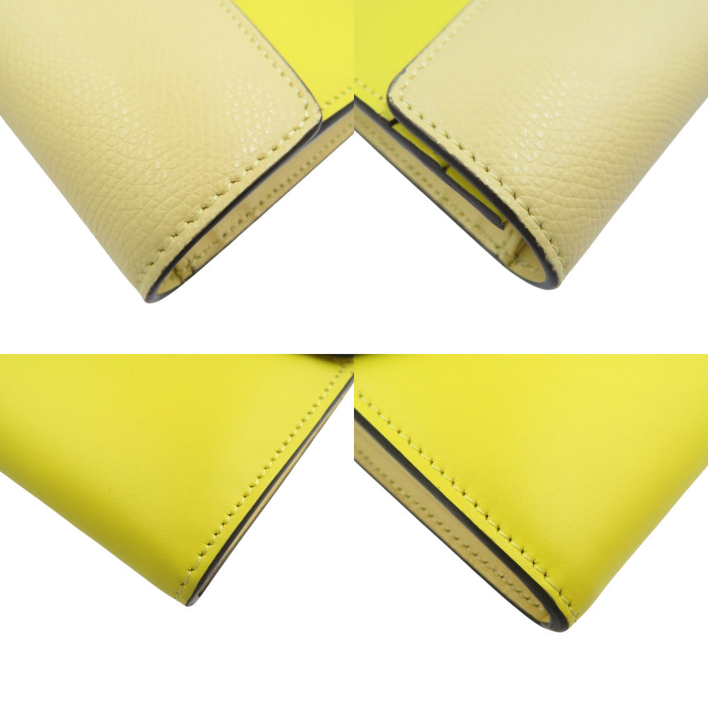 FENDI Long Wallet Purse 8M0251 leather yellow FF Diamond Women Used Authentic