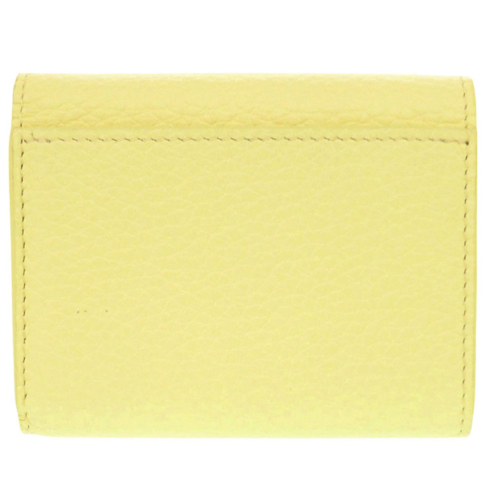 LOUIS VUITTON Tri-fold wallet M83610 Taurillon Clemence Leather yellow Portefeuille Capsine XS Women Used Authentic