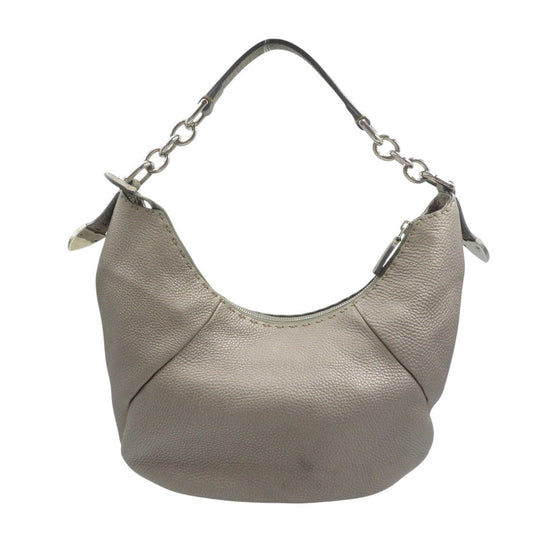 FENDI Shoulder Bag 8BR618 leather Silver Celeria Women Used Authentic