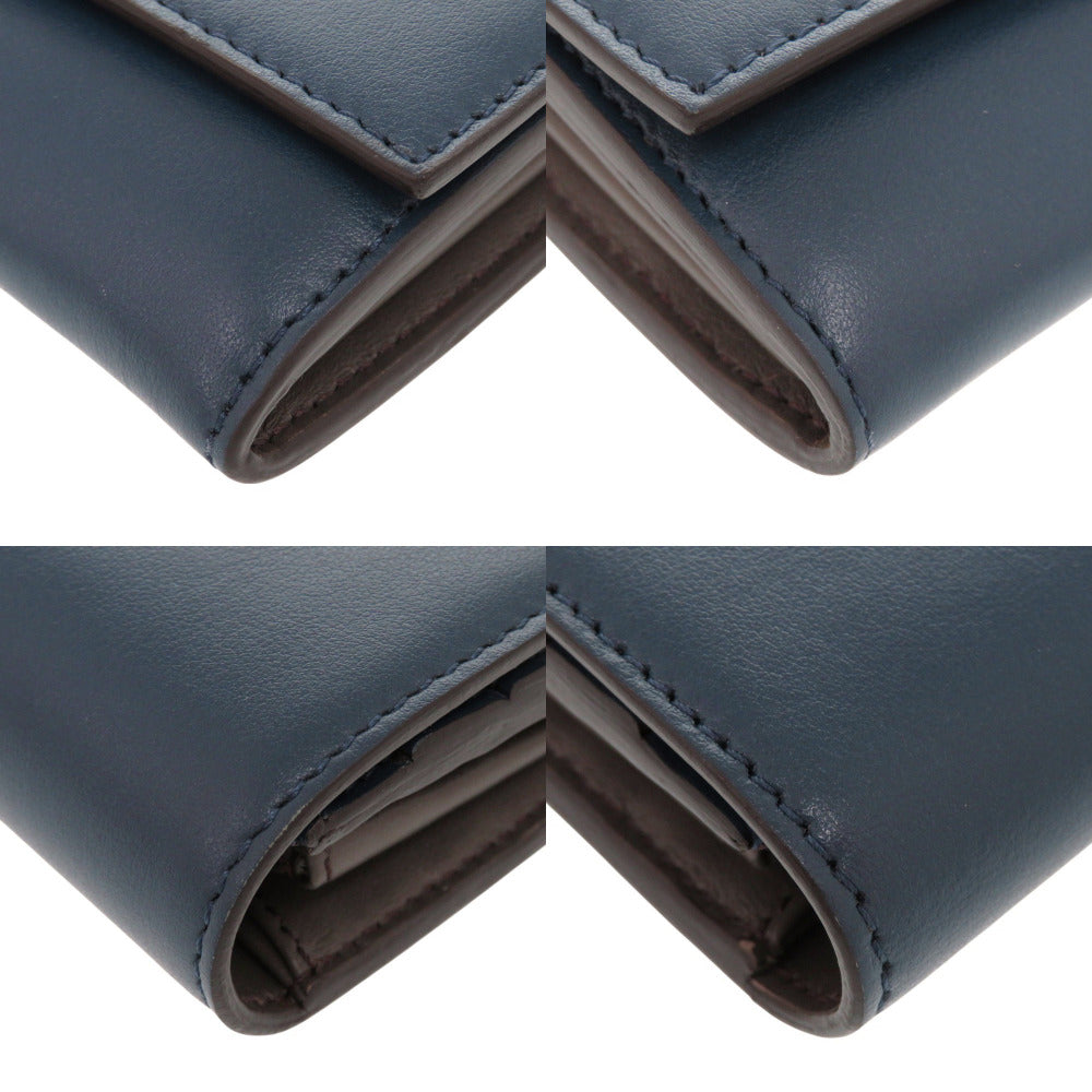 FENDI Long Wallet Purse 8M0377 leather Navy Peekaboo Women Used Authentic