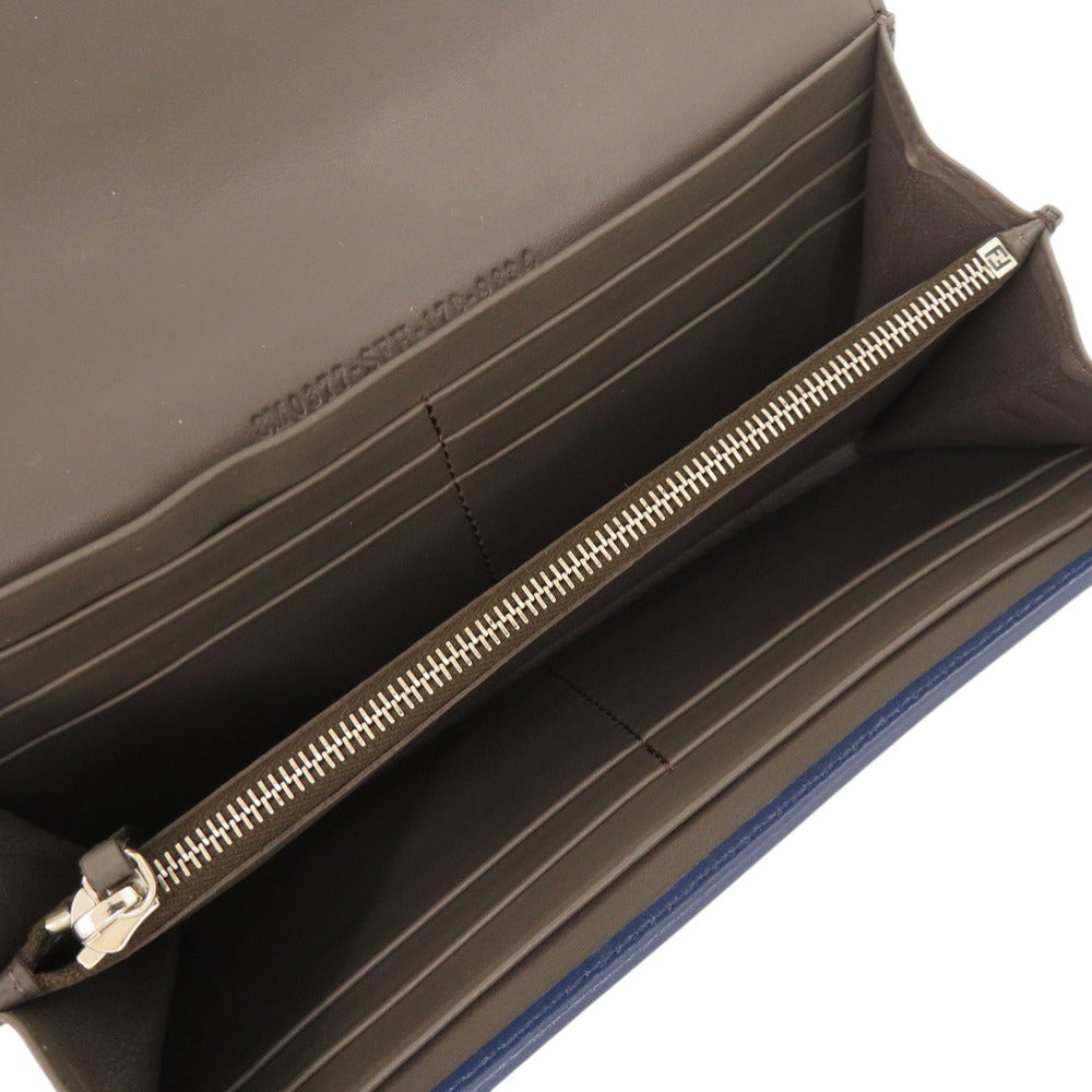 FENDI Long Wallet Purse 8M0377 leather Navy Peekaboo Women Used Authentic
