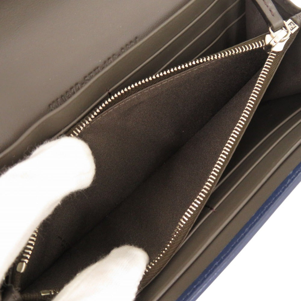 FENDI Long Wallet Purse 8M0377 leather Navy Peekaboo Women Used Authentic