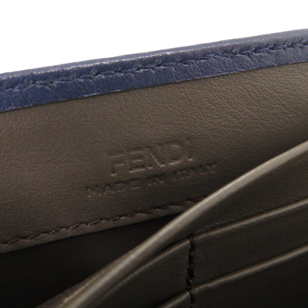FENDI Long Wallet Purse 8M0377 leather Navy Peekaboo Women Used Authentic
