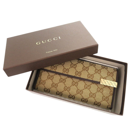 GUCCI Long Wallet Purse 257012 GG canvas beige Bifold Walletlong wallet Women Used Authentic