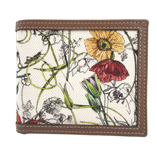 GUCCI Bifold Wallet 225826 Canvas, Leather white Flora Mini Infinity