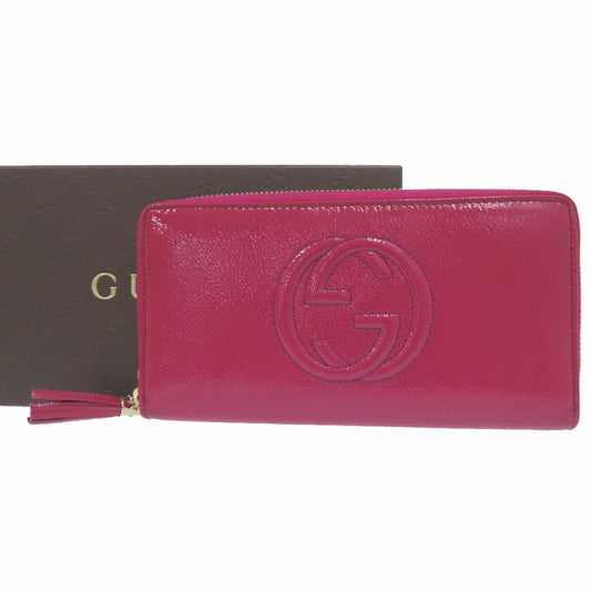 GUCCI Long Wallet Purse Patent leather purple SOHO