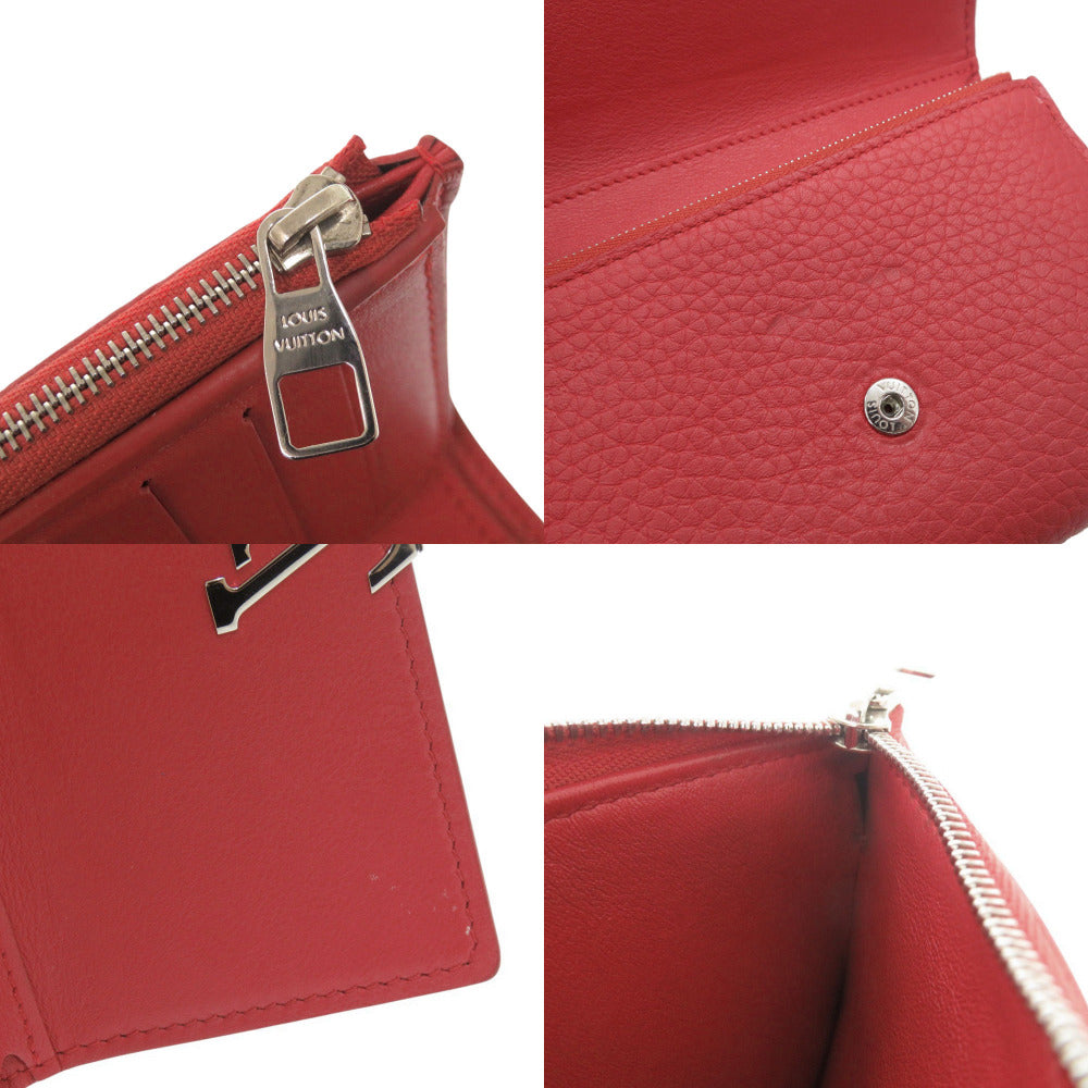 LOUIS VUITTON Tri-fold wallet M62158 leather Red Portefeuille Capsino Compact Women Used Authentic