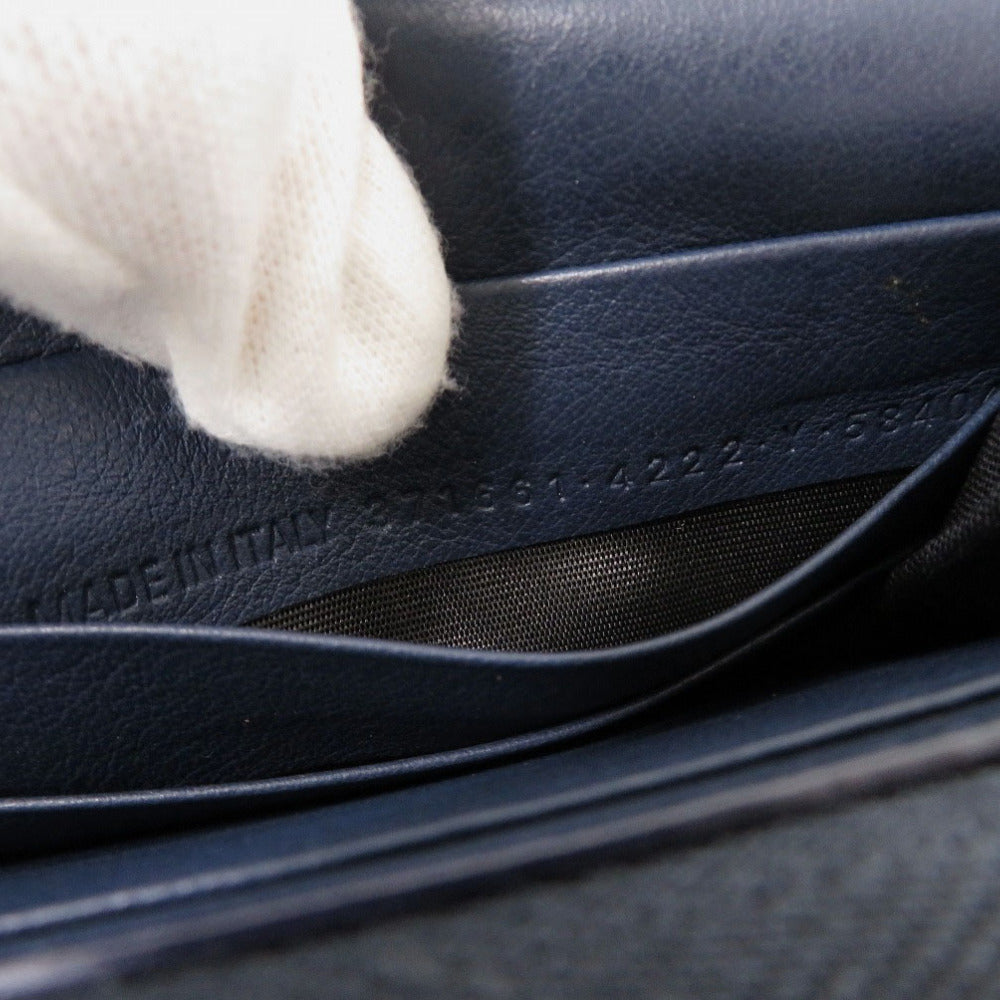 BALENCIAGA Long Wallet Purse 371661 Calfskin Navy Women Used Authentic