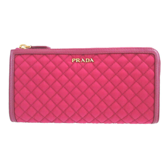 PRADA Long Wallet Purse Nylon, Leather pink