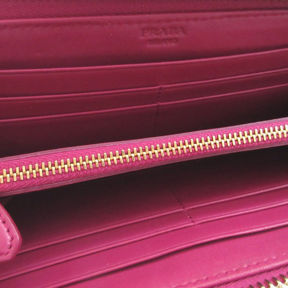 PRADA Long Wallet Purse Nylon, Leather pink