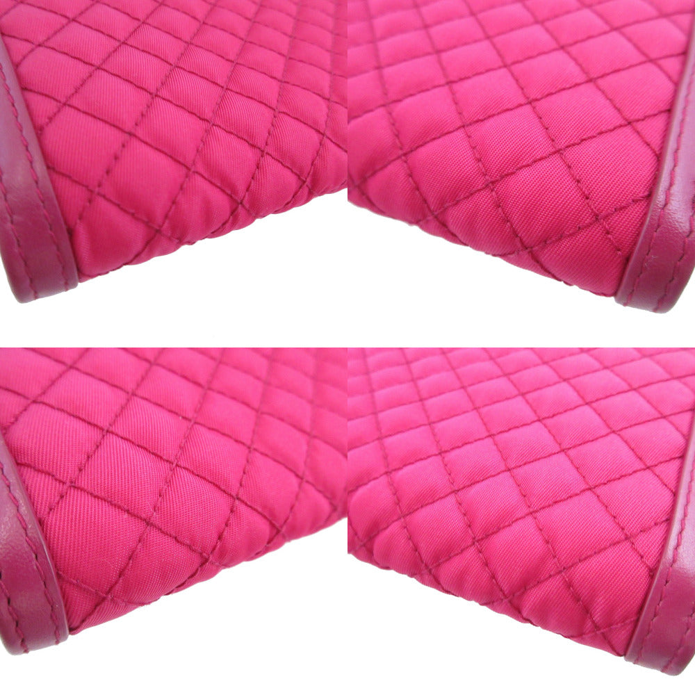 PRADA Long Wallet Purse Nylon, Leather pink