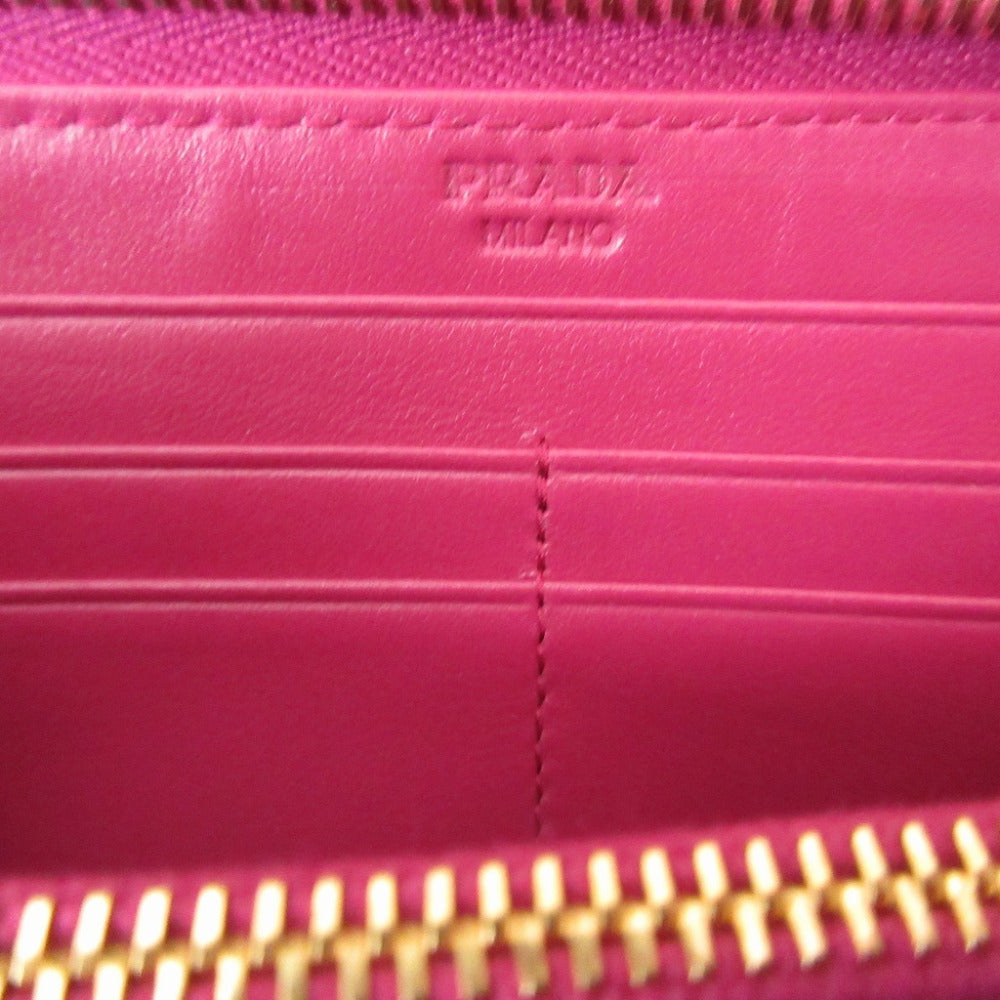 PRADA Long Wallet Purse Nylon, Leather pink