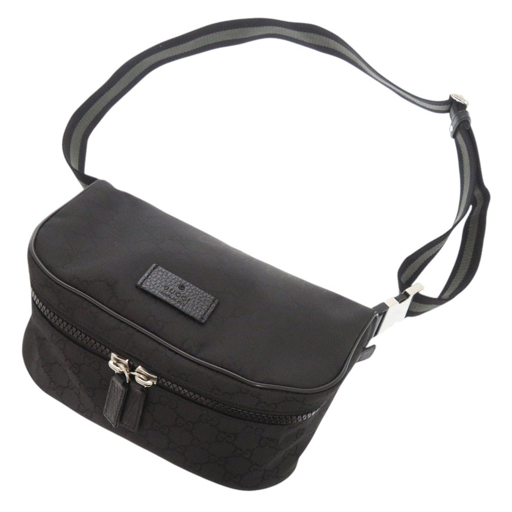 GUCCI Waist bag 449182 Nylon black GG Women Used Authentic